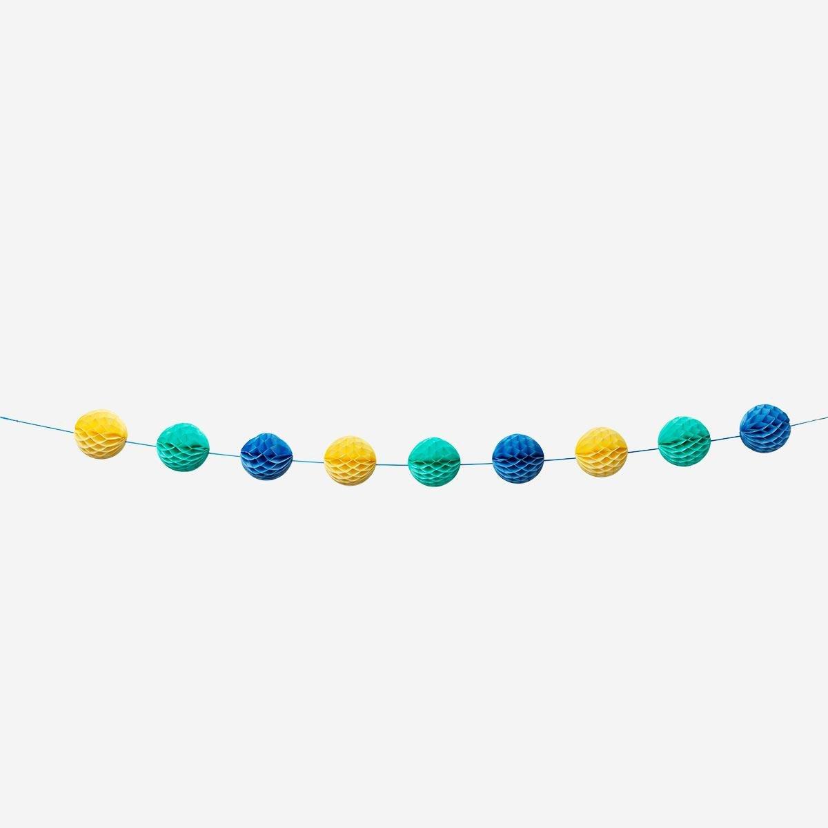 Multicolour round festive garland. 250 cm