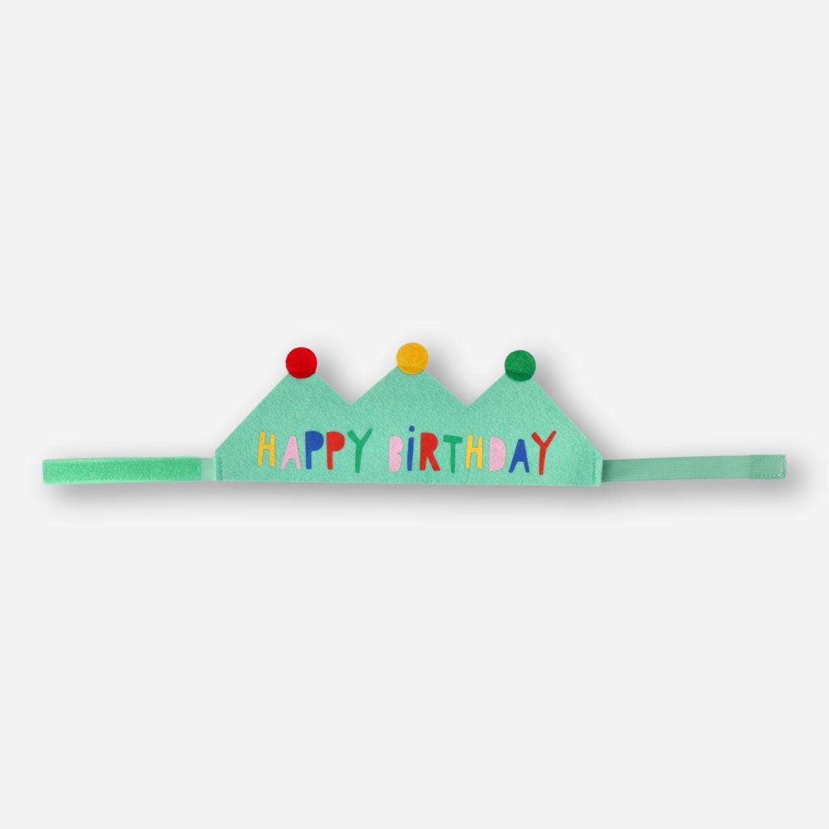 Green happy birthday headband