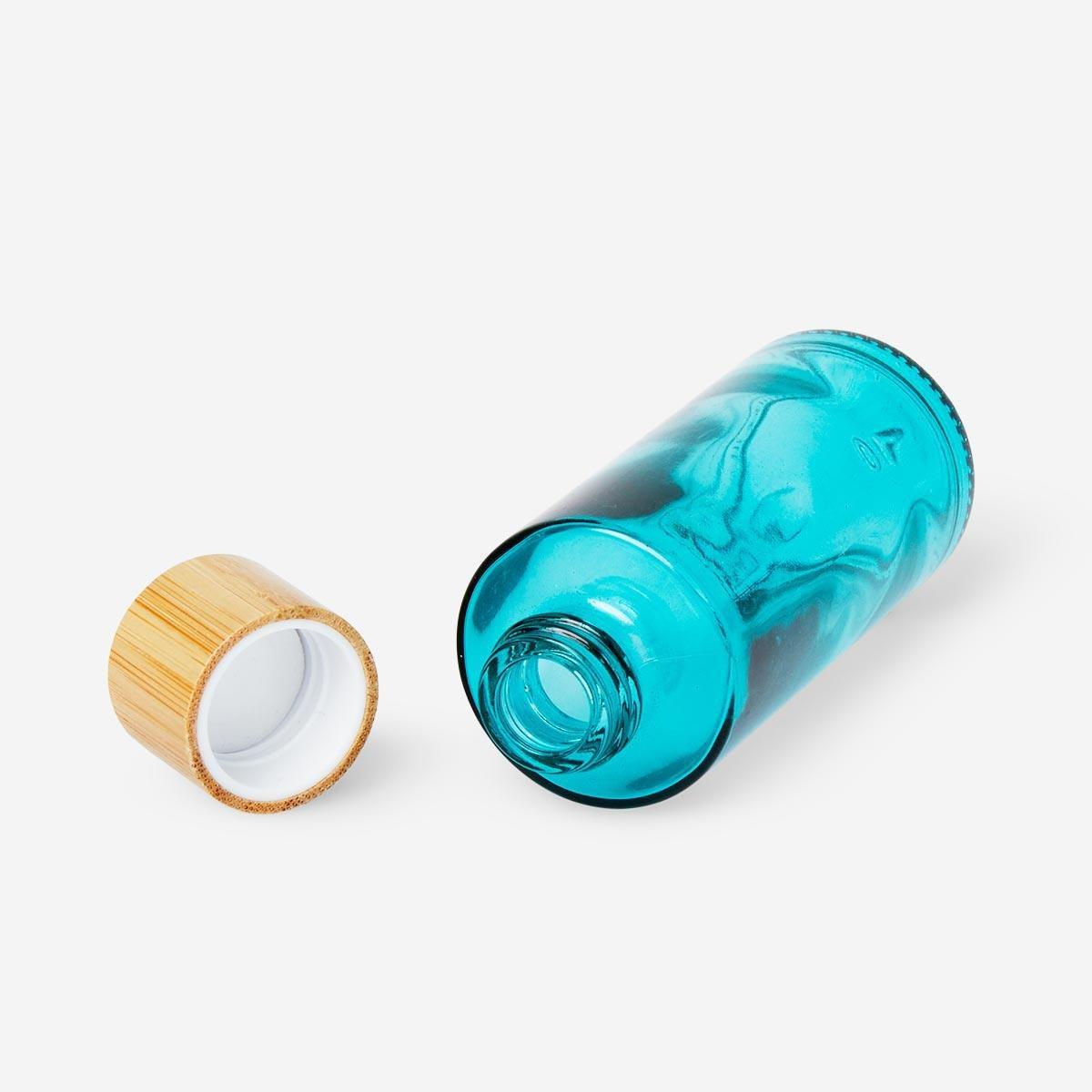 Turquoise glass travel bottle. 50 ml