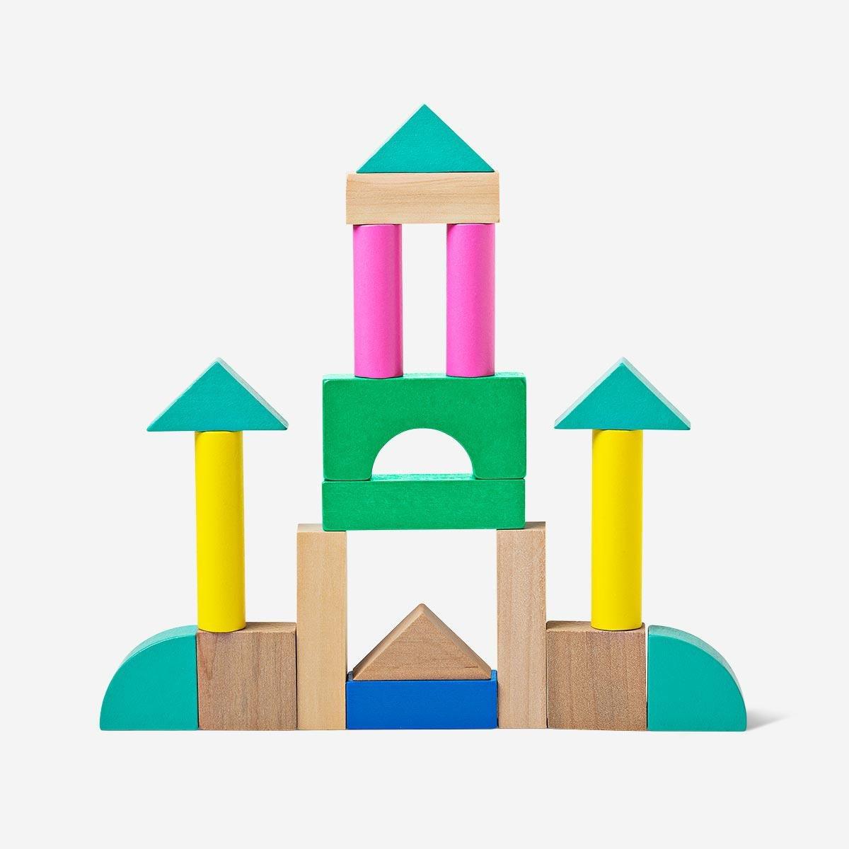 Multicolour wooden building blocks