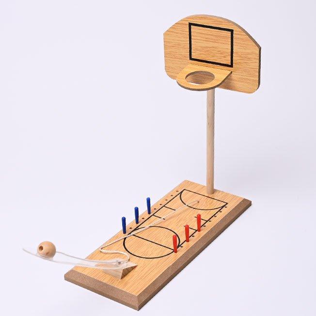 Wooden tabletop basketball