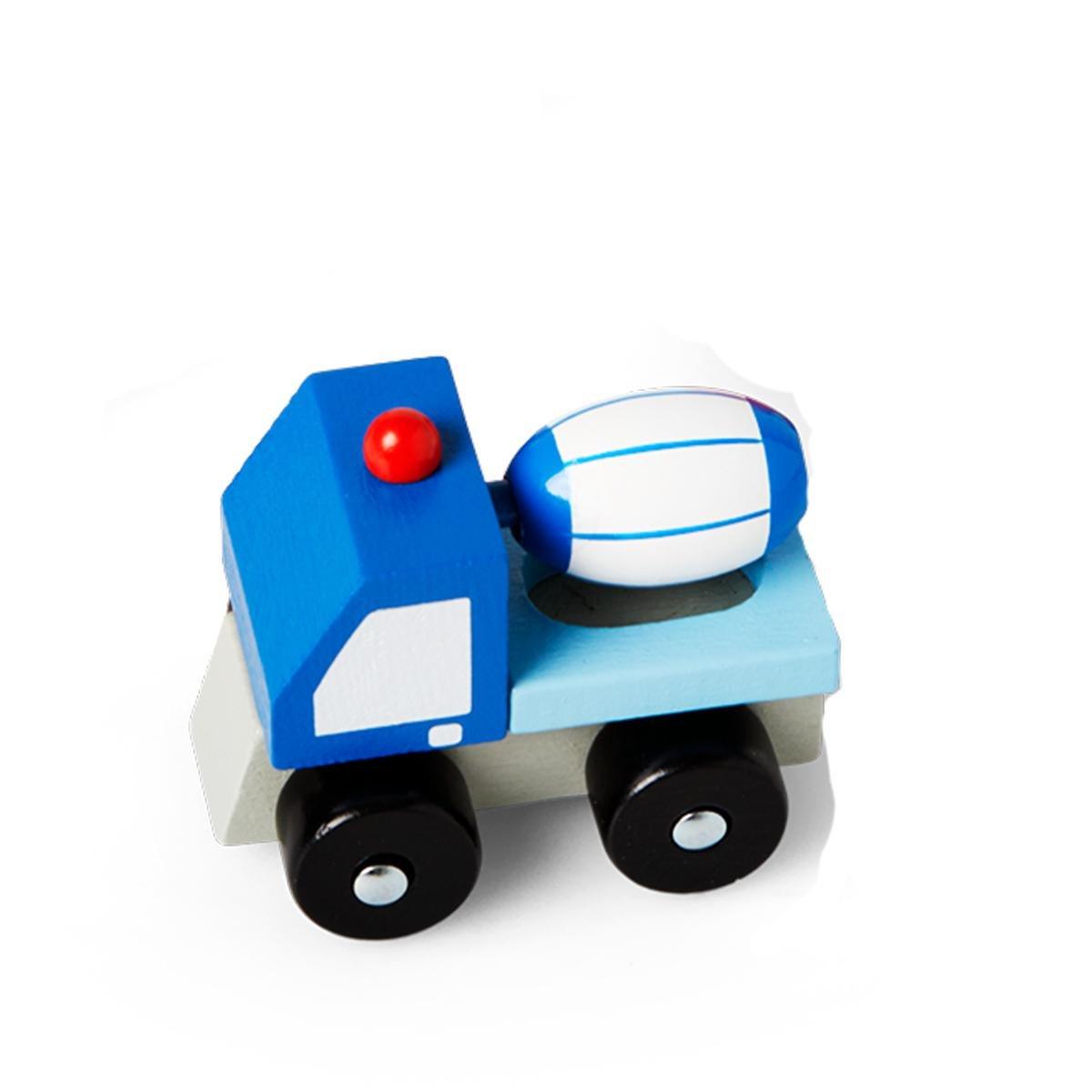 Blue wooden construction car