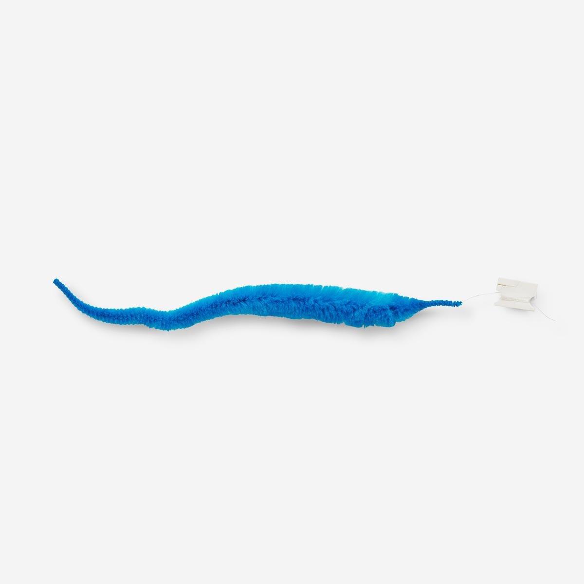 Blue furry twisty worm