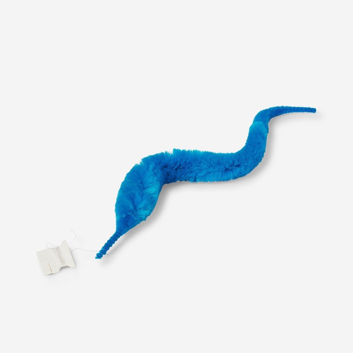 Blue furry twisty worm