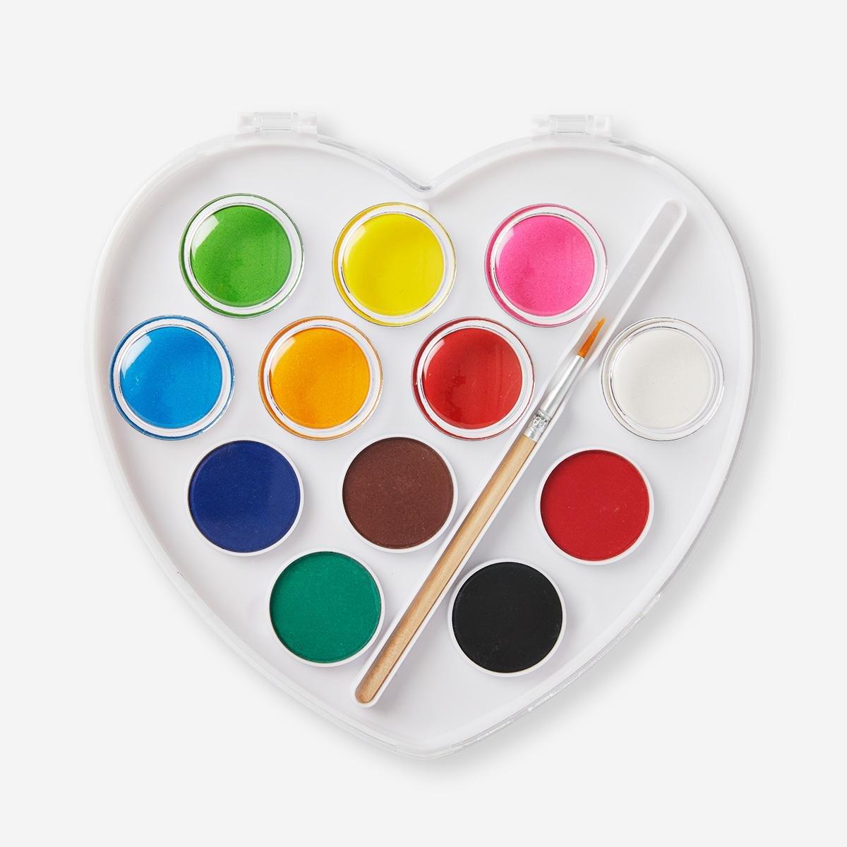 Multicolour Heart Palette Watercolours