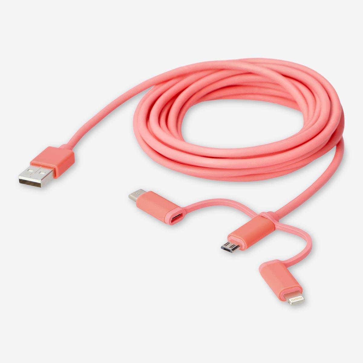 Pink multi head charging cable