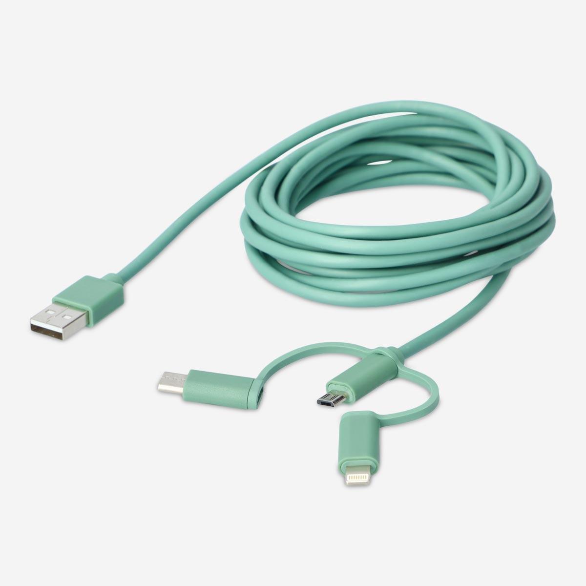 Green multi head charging cable