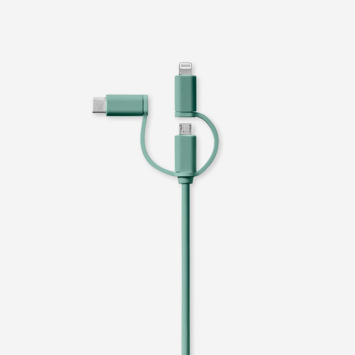 Green multi head charging cable