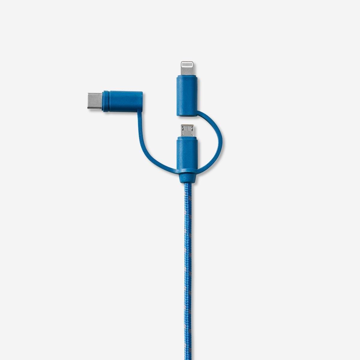 Blue multi head charging cable