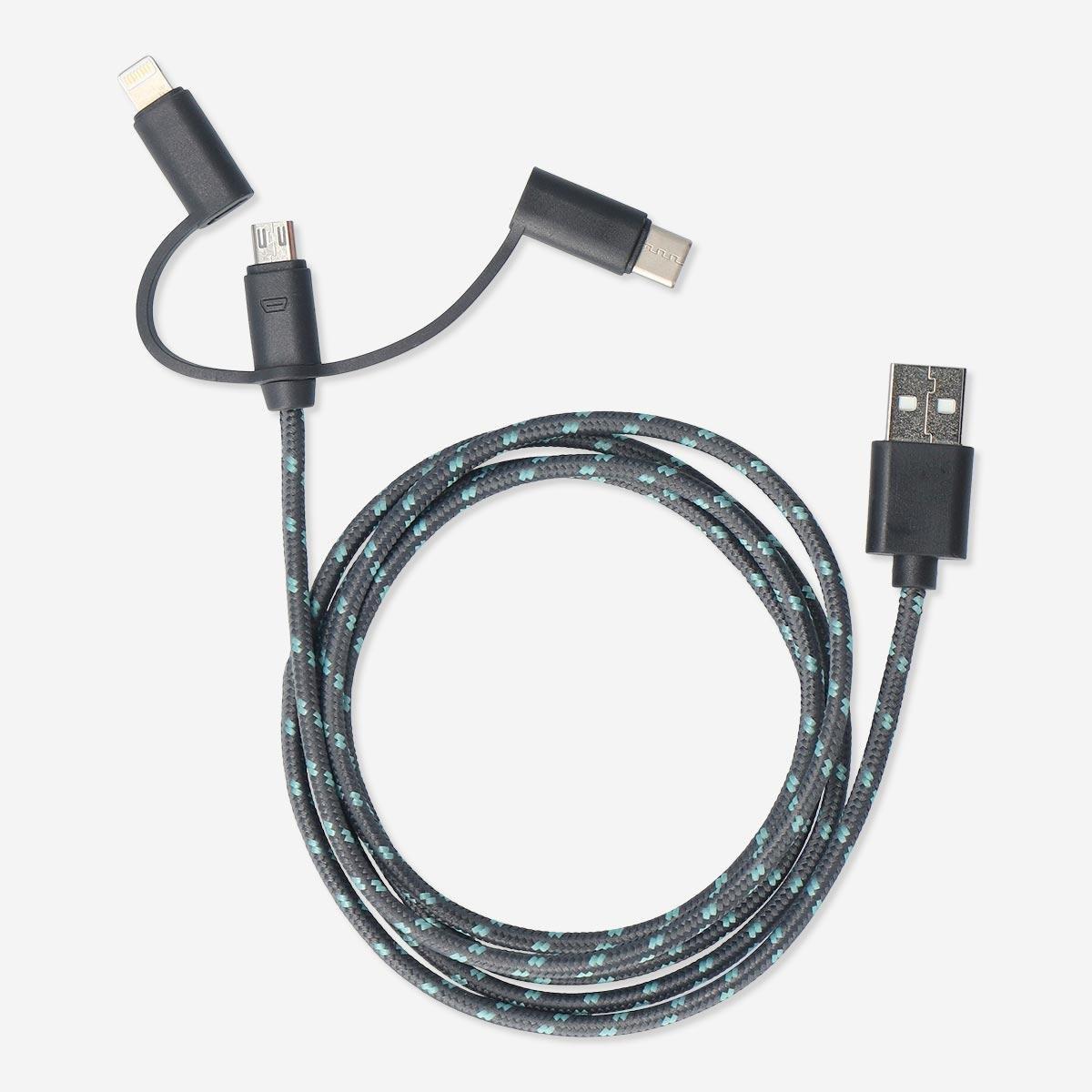 Black multi head charging cable