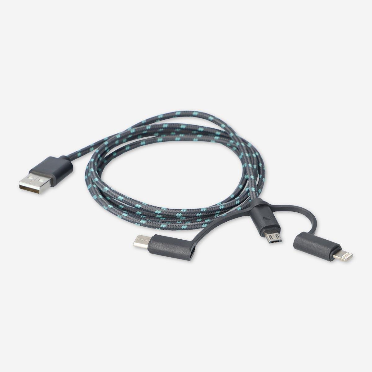Black multi head charging cable