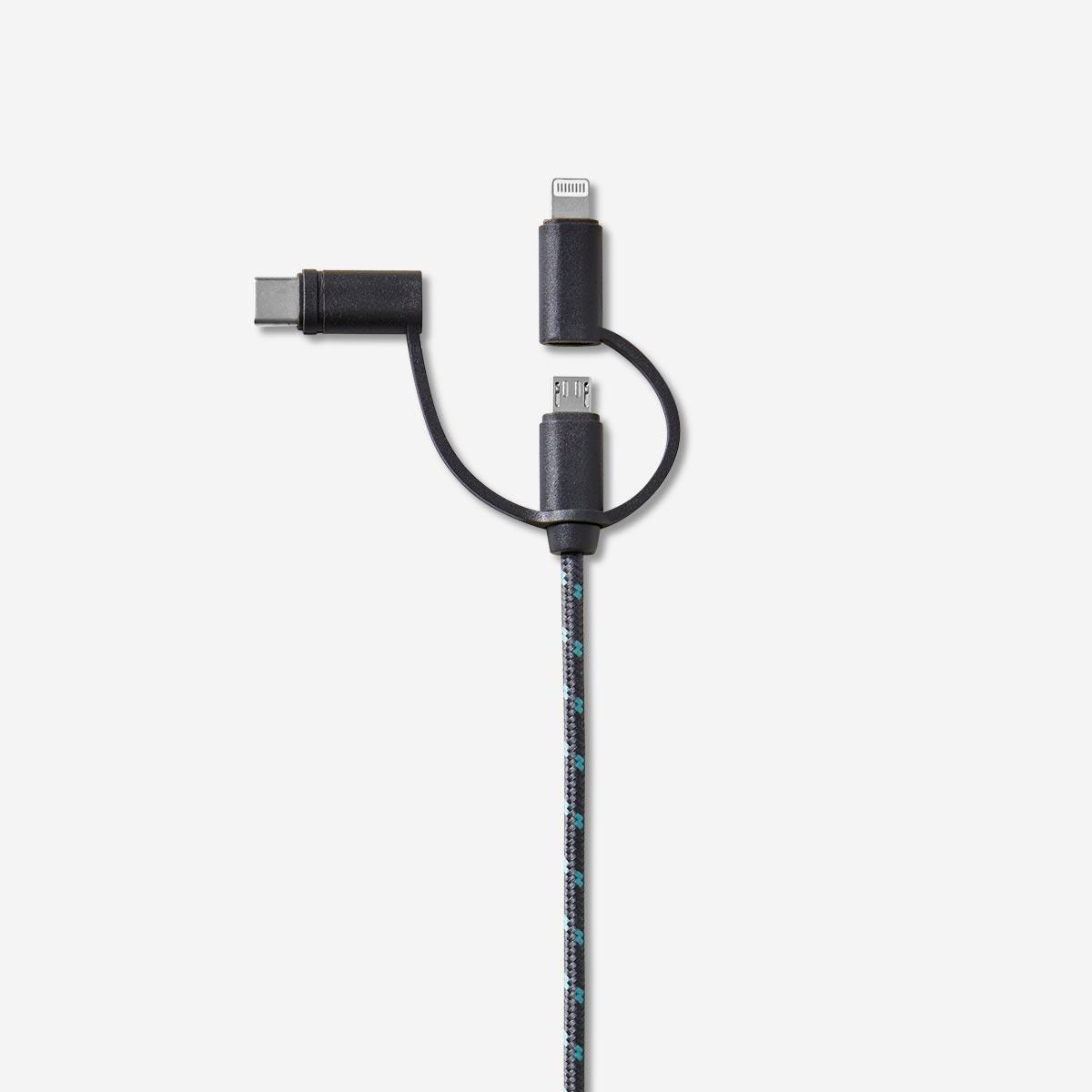 Black multi head charging cable