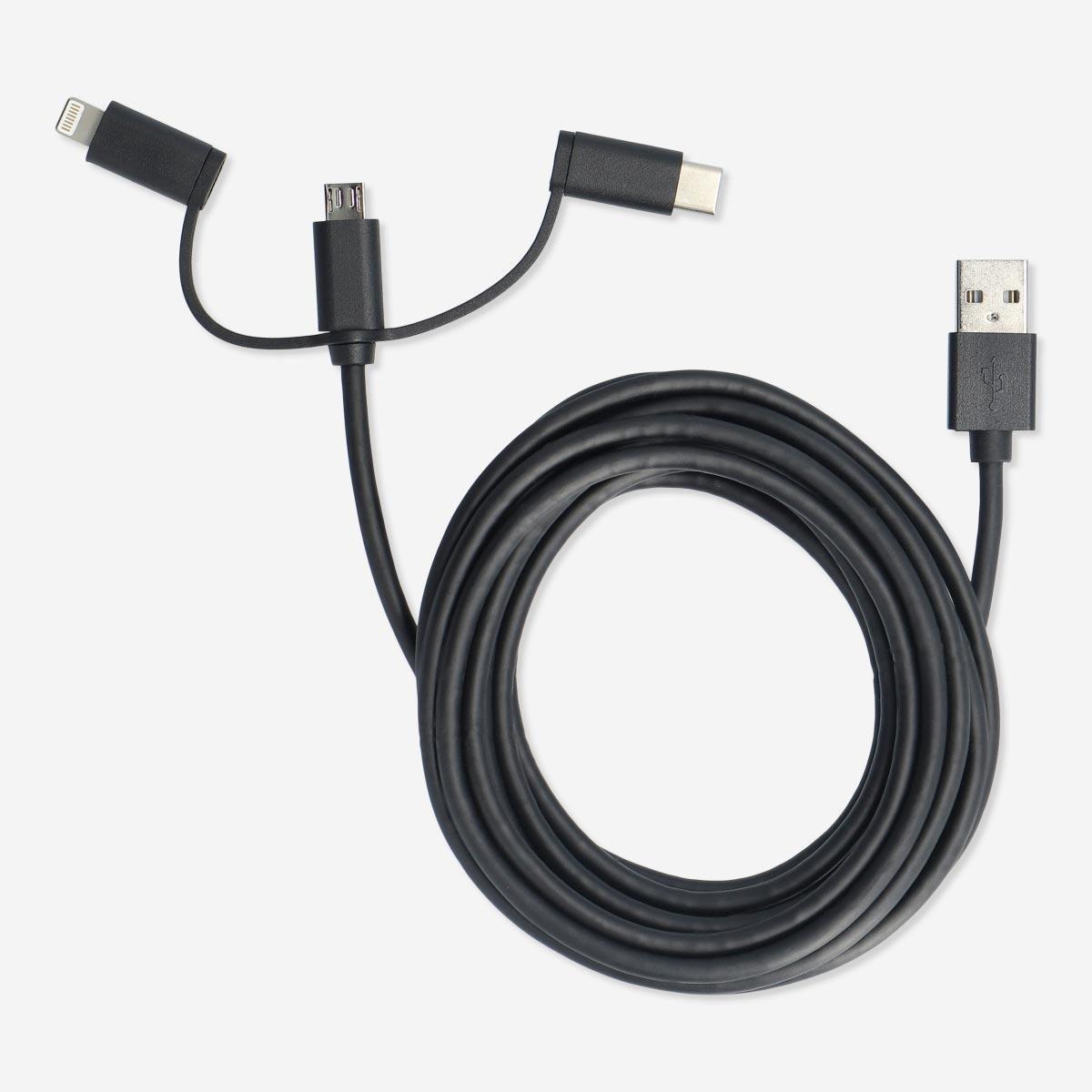 Black multi head charging cable