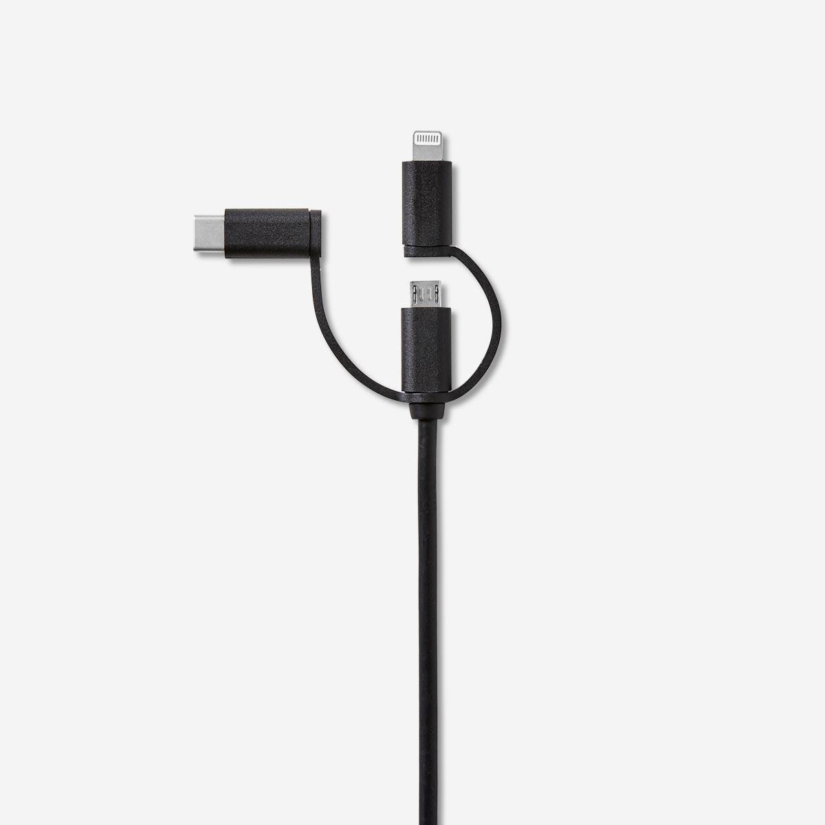 Black multi head charging cable