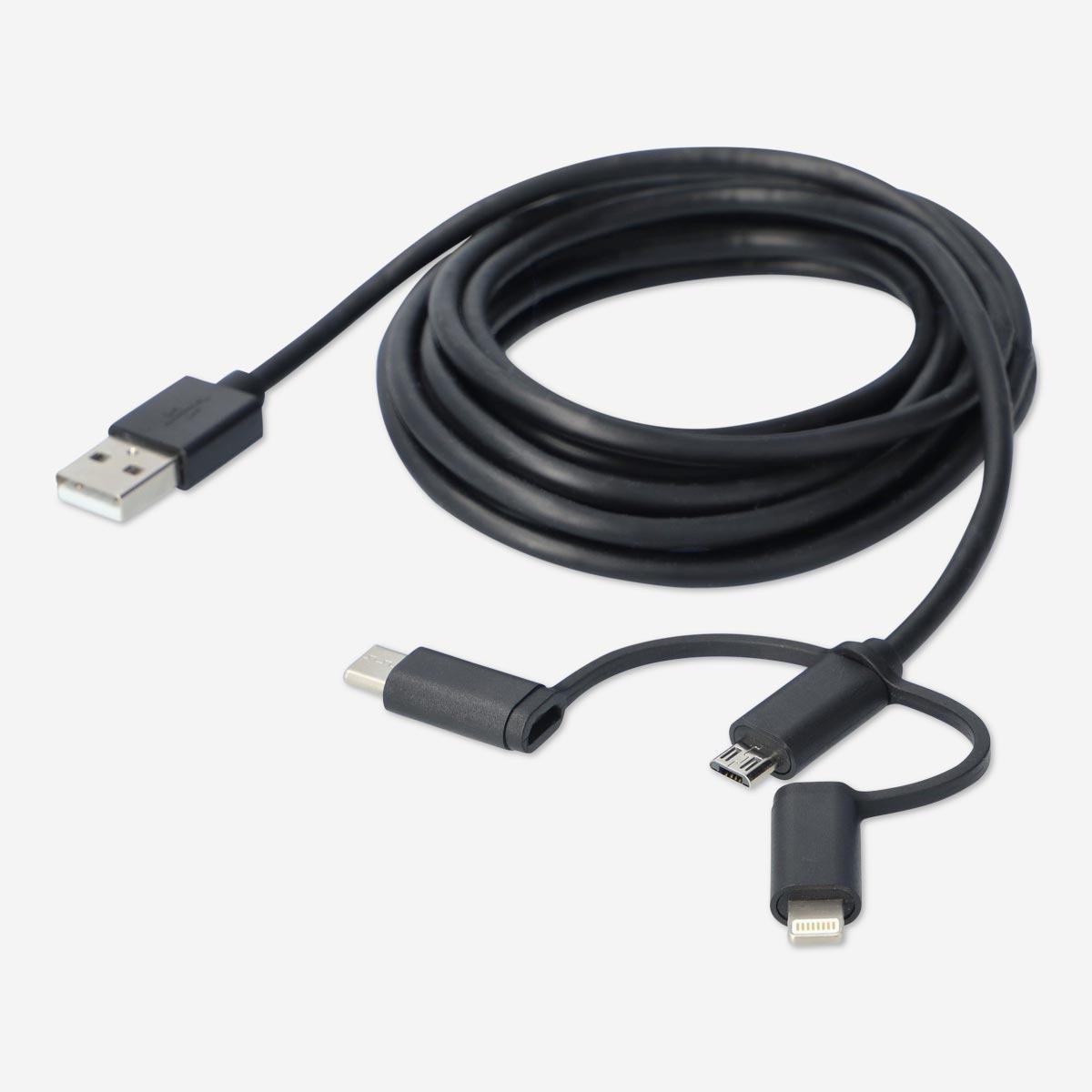 Black multi head charging cable