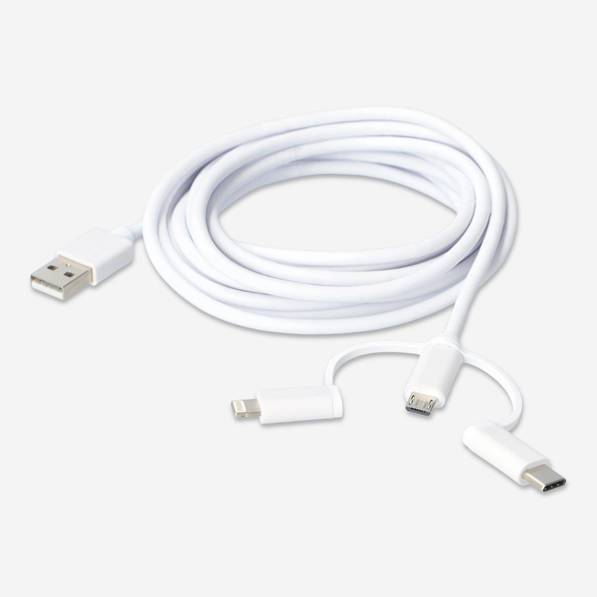 White multi head charging cable