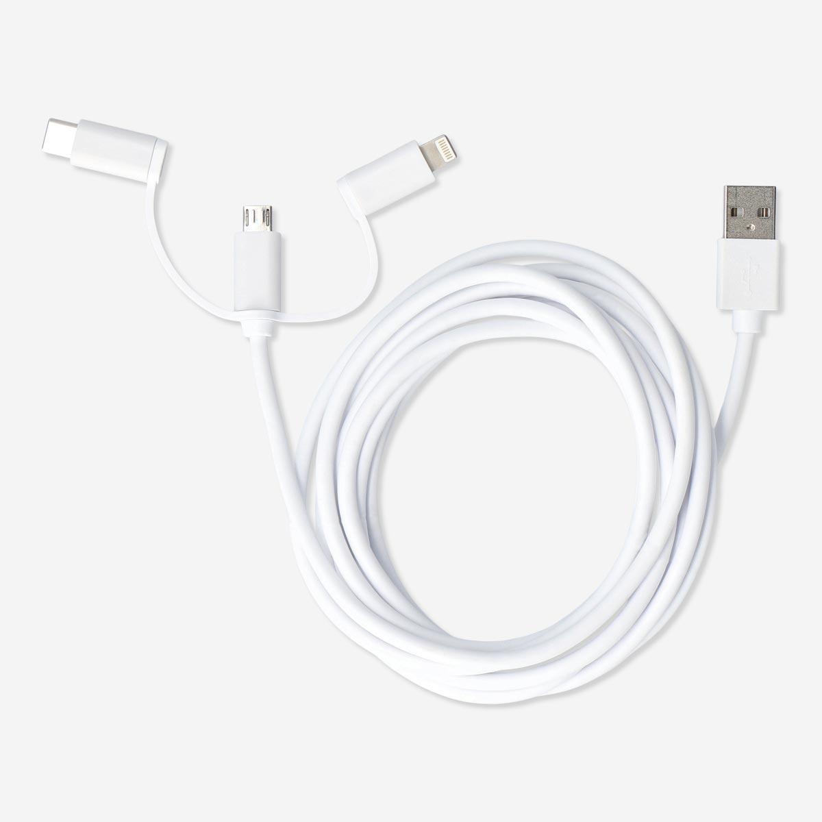 White multi head charging cable