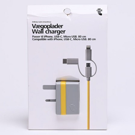 Yellow grey phone wall charger