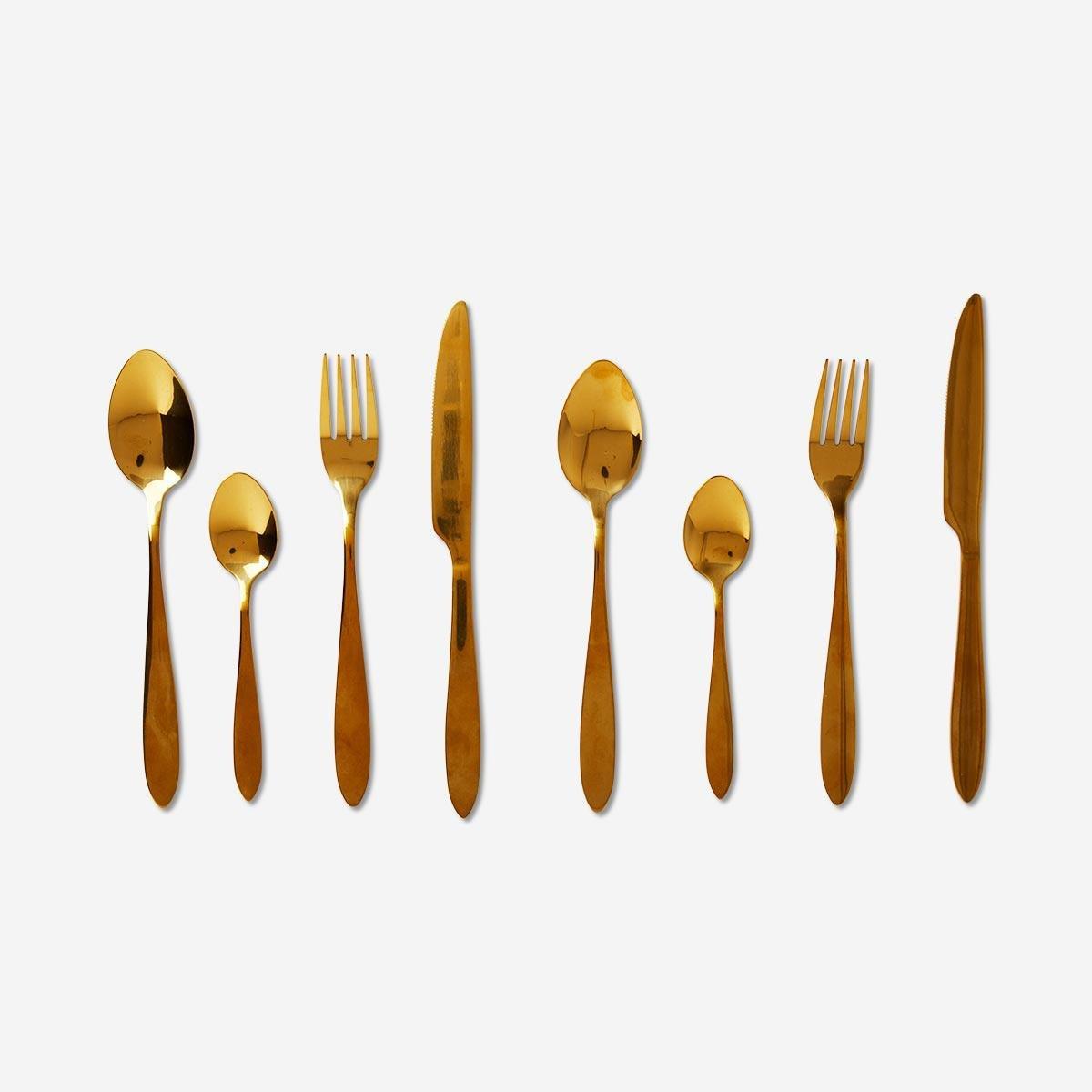 Gold Steel Cutlery Set. For 2 Persons