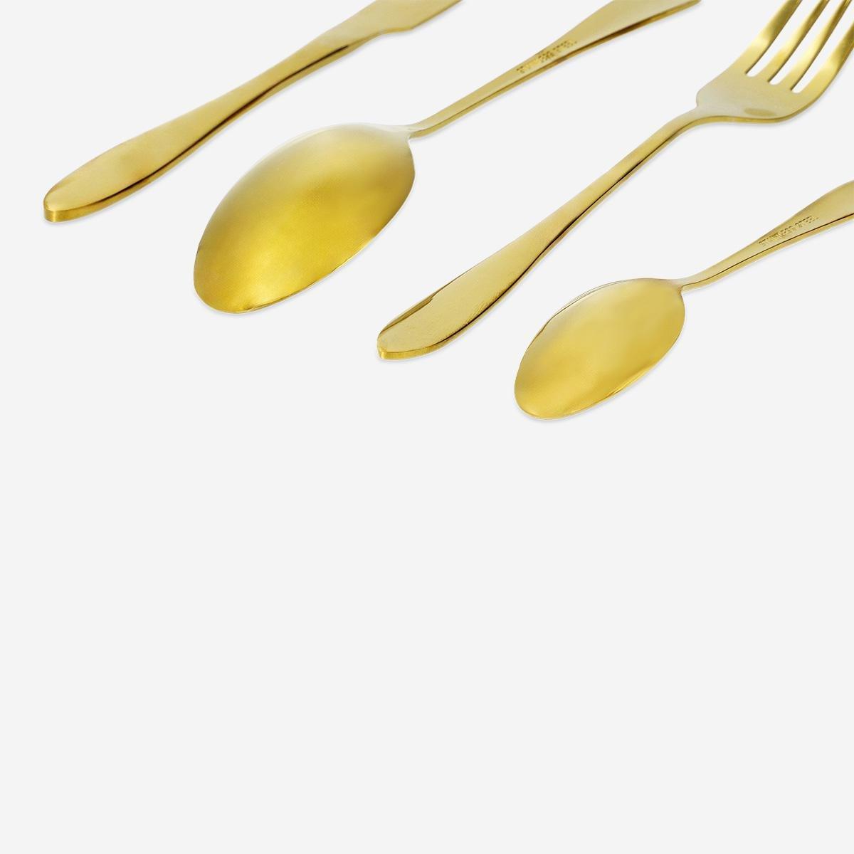 Gold Steel Cutlery Set. For 2 Persons