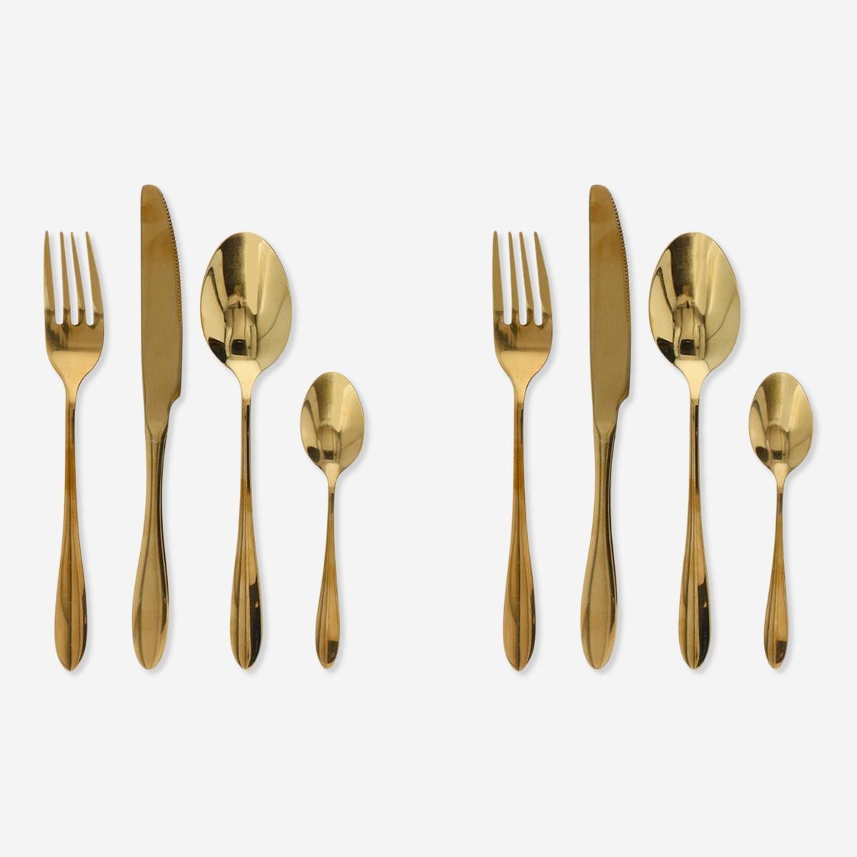 GOLD Steel cutlery set. for 2 persons