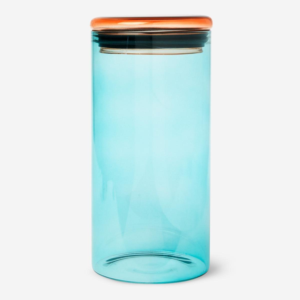 Turquoise glass jar. 21 cm