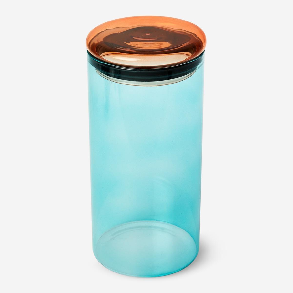 Turquoise glass jar. 21 cm