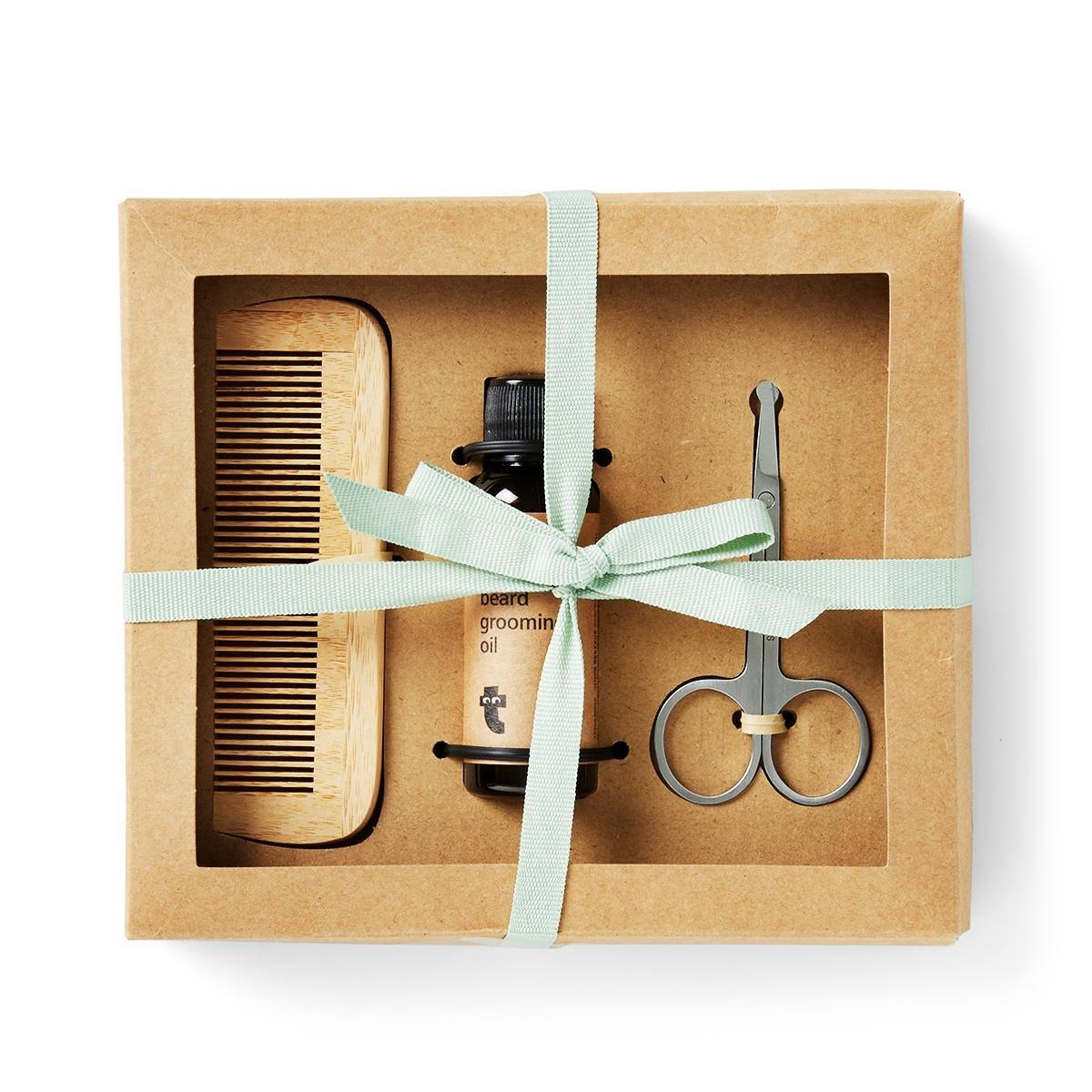 Beige beard grooming set