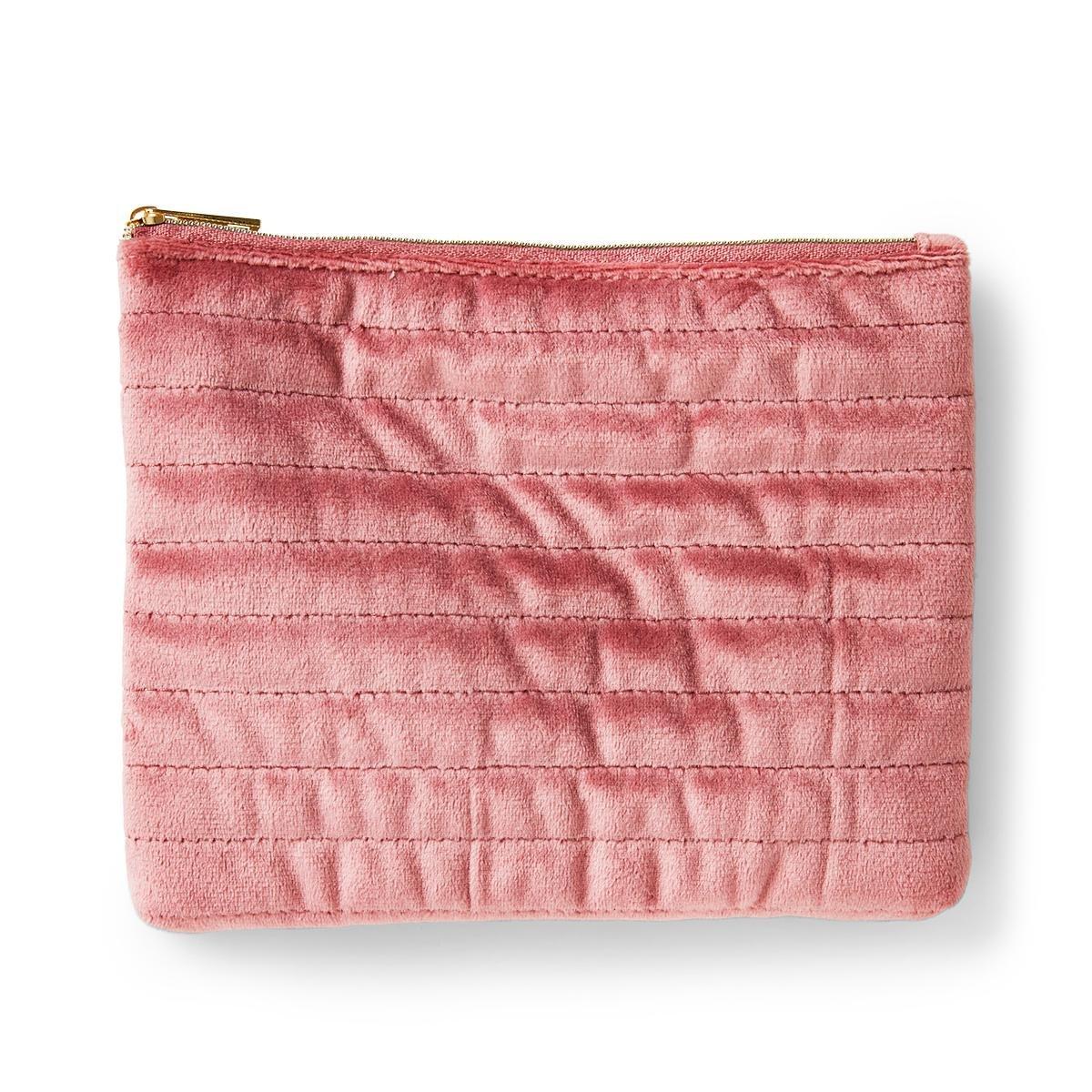 Pink velour cosmetic bag