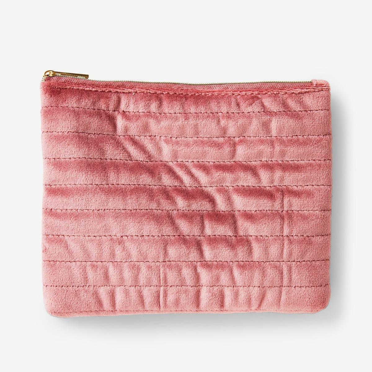 Pink velour cosmetic bag