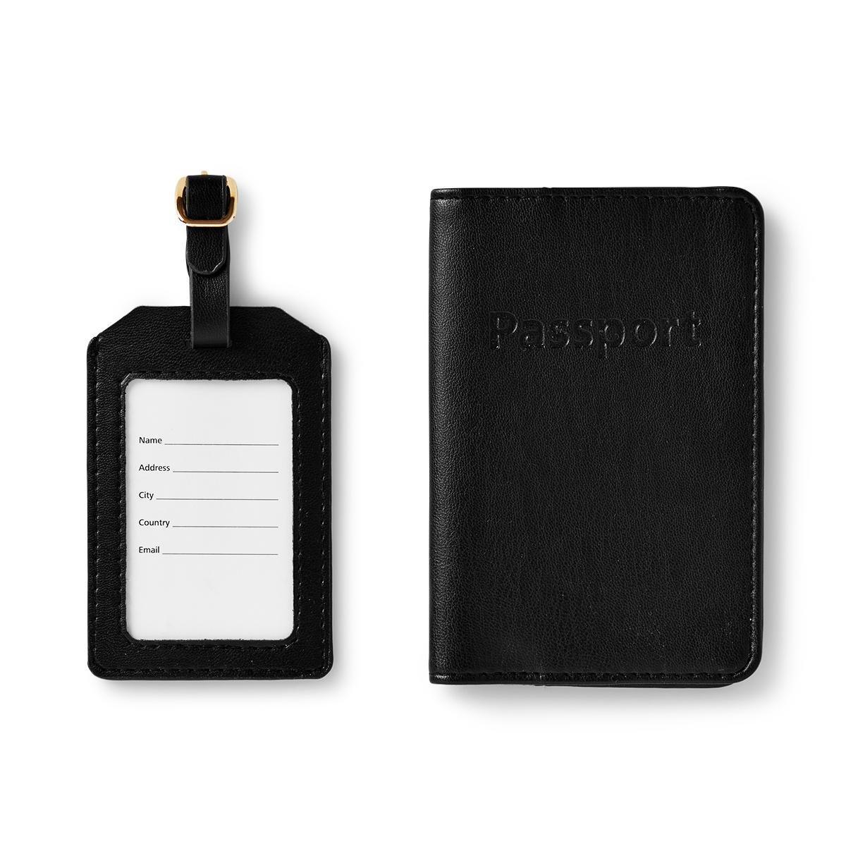 Black suitcase tag travel set