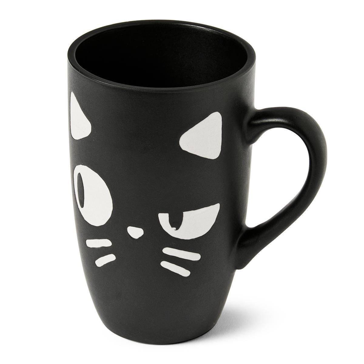 Black cat ceramic mug