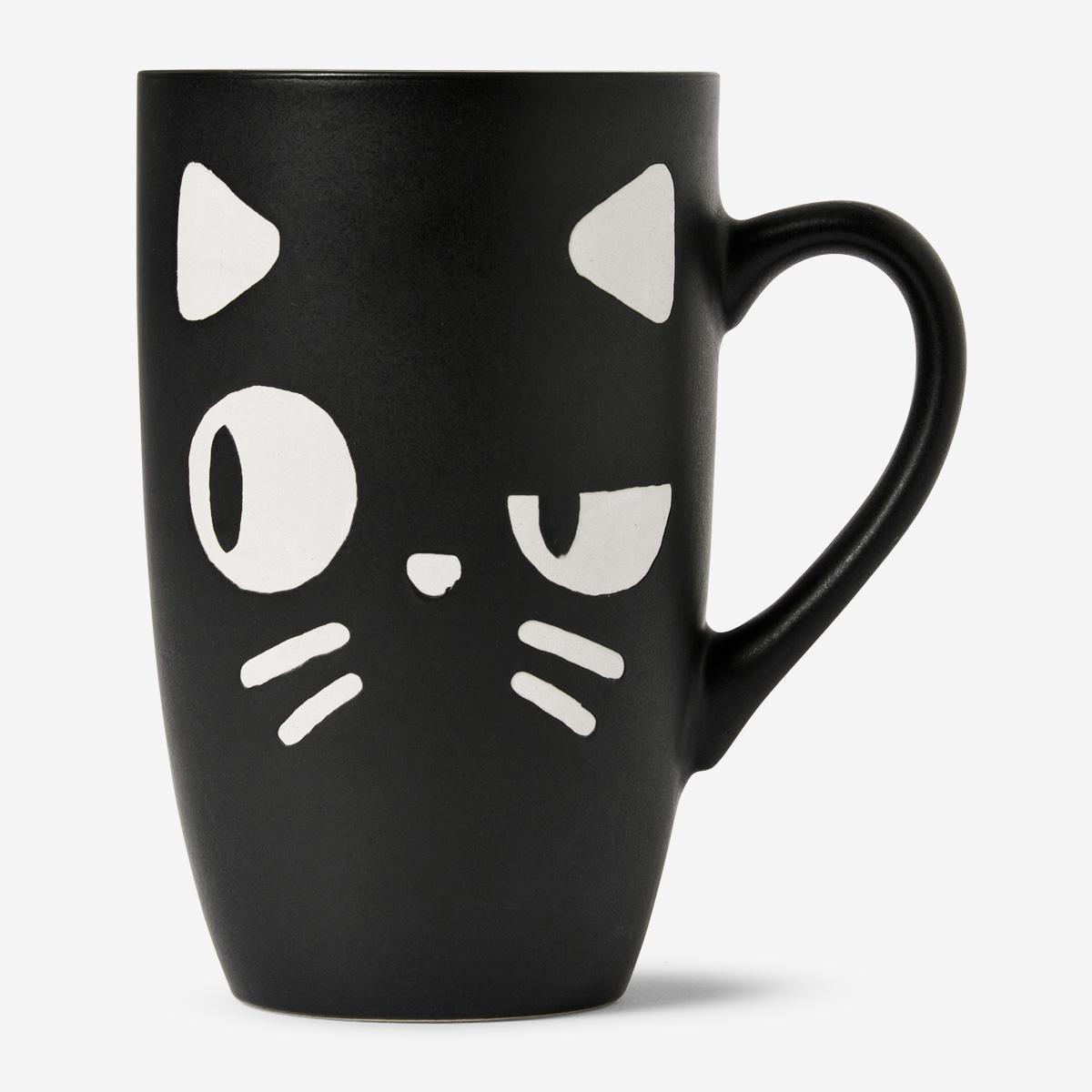 Black cat ceramic mug