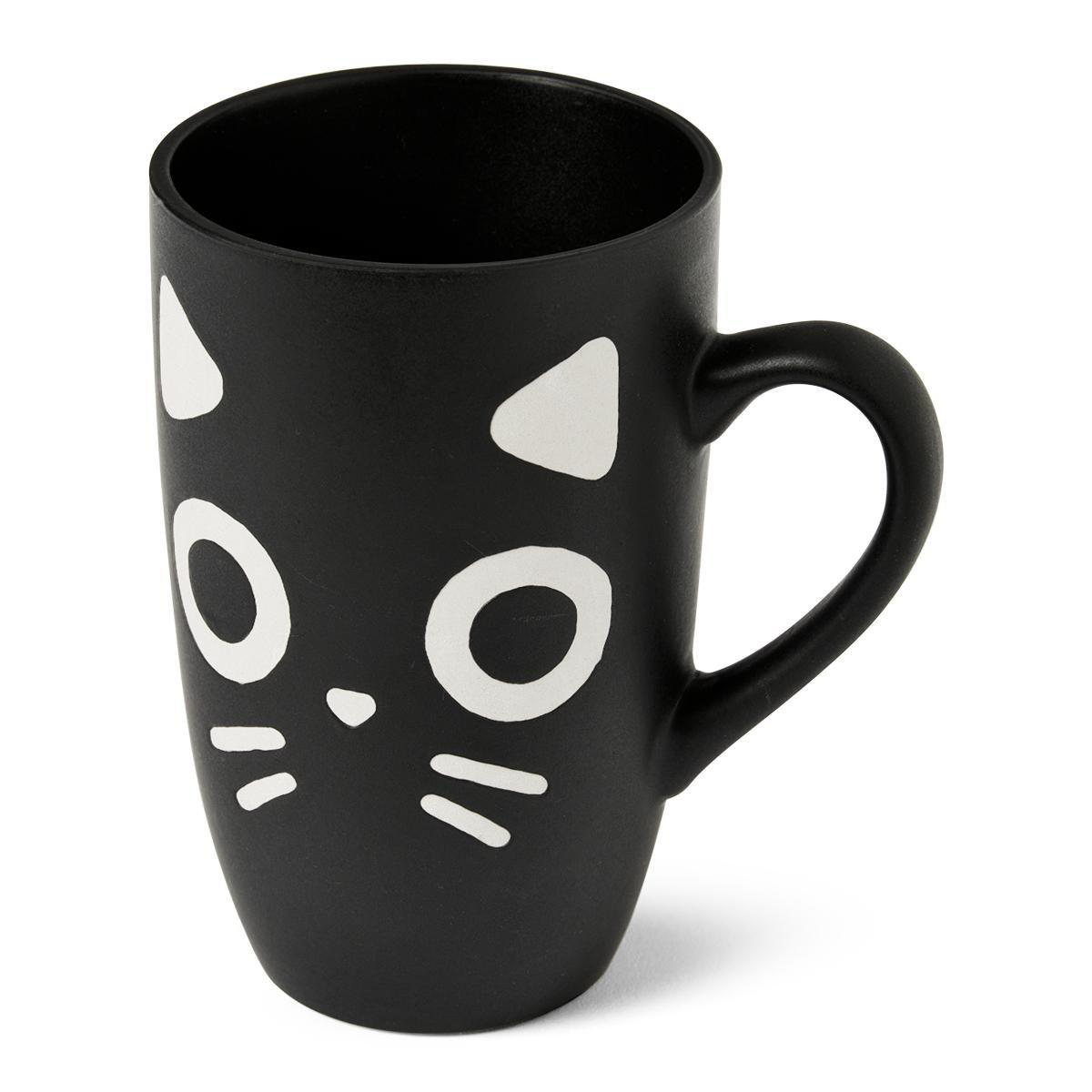 Black cat ceramic mug