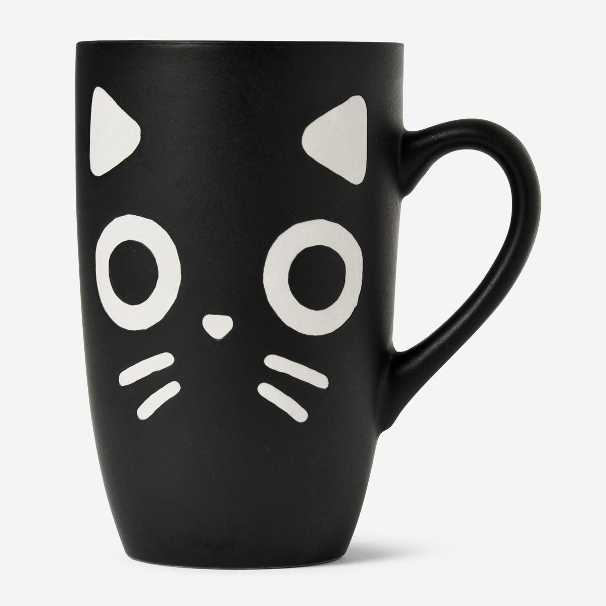 Black cat ceramic mug