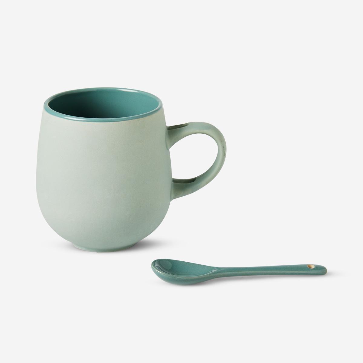 Green stoneware mug