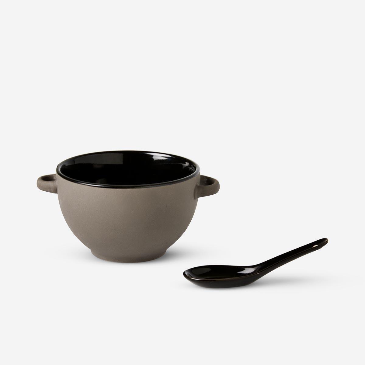 Black stoneware bowl