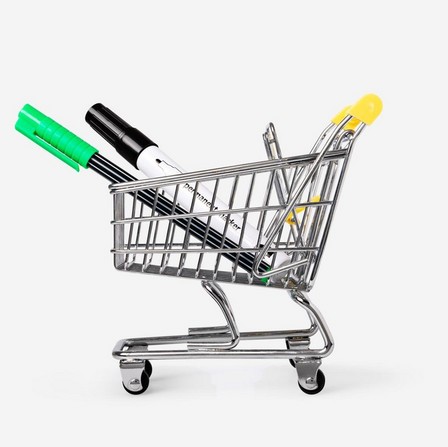 Yellow handle mini shopping cart