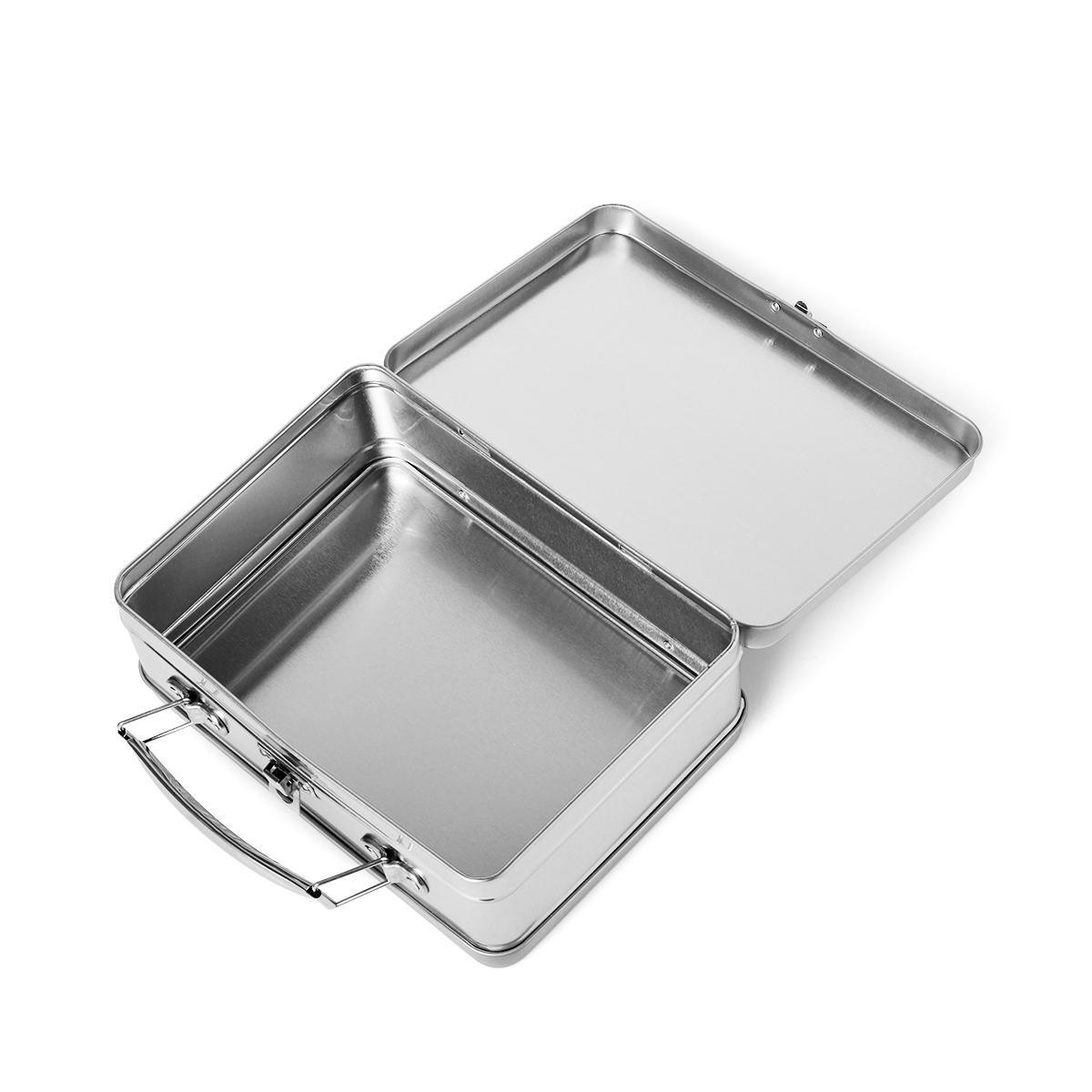 Silver metal lunch box. 26 cm