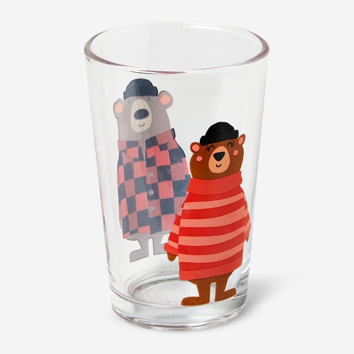 Bear drinking glass