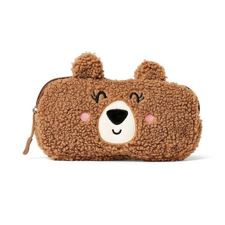 Brown fluffy bear pencil case