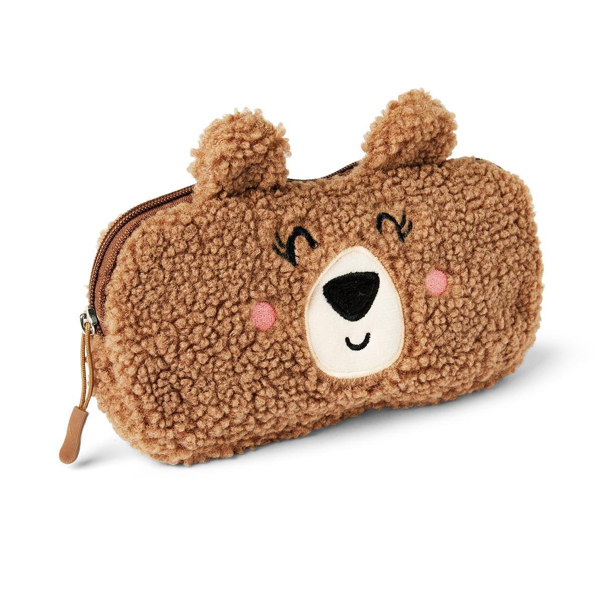 Brown fluffy bear pencil case