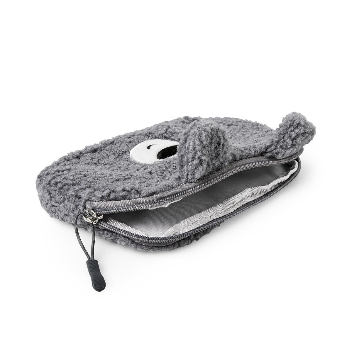Grey fluffy bear pencil case