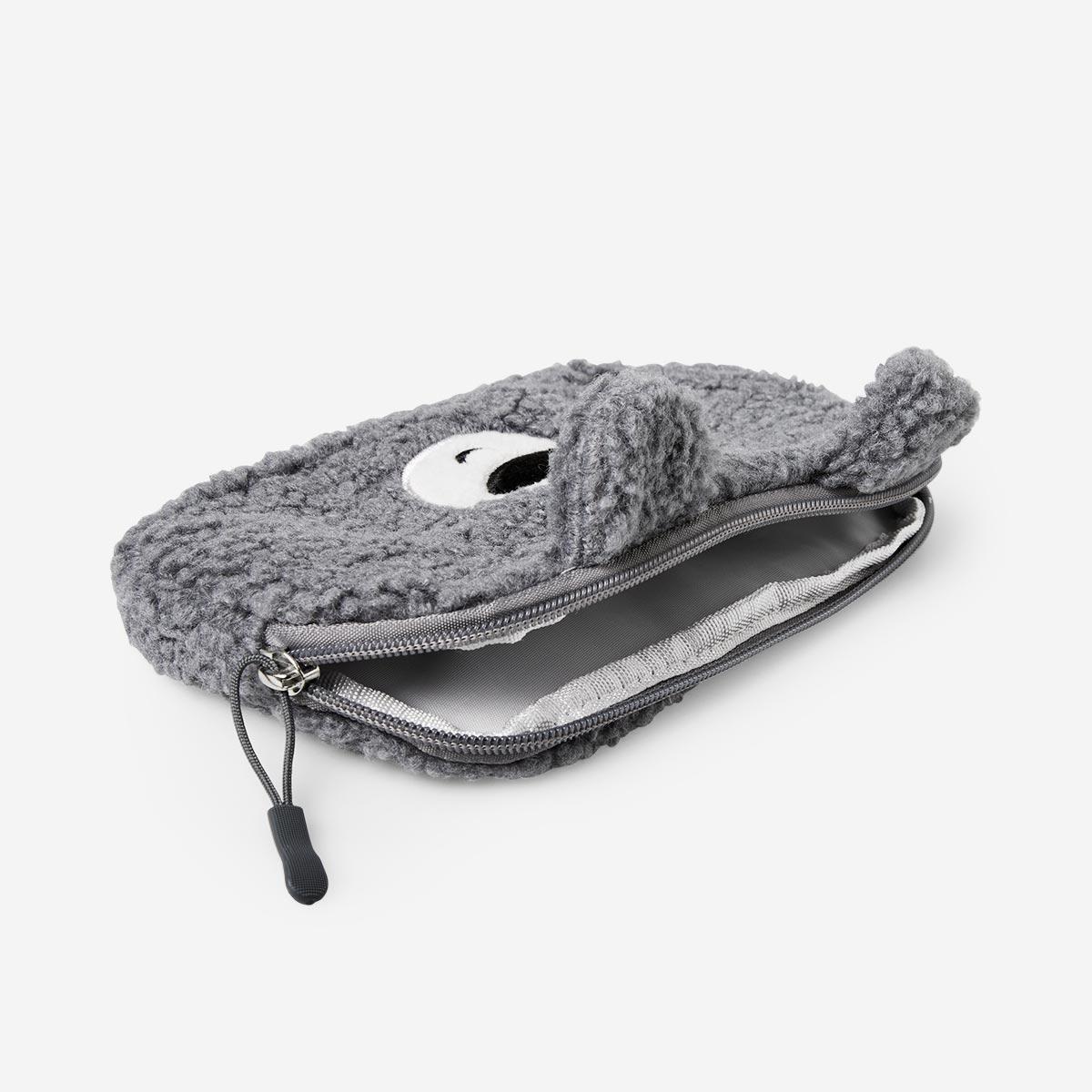 Grey fluffy bear pencil case