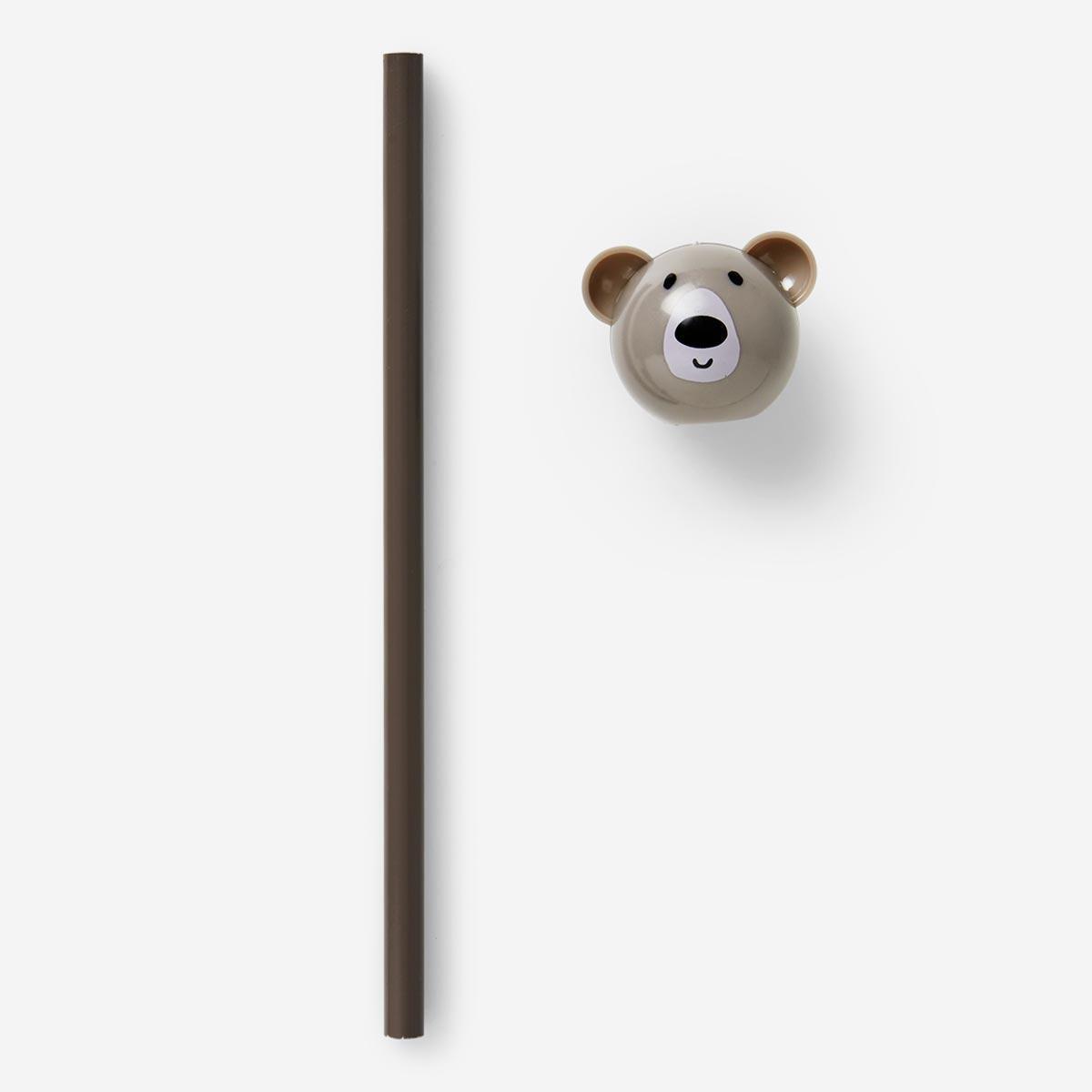 Brown pencil and bear sharpener