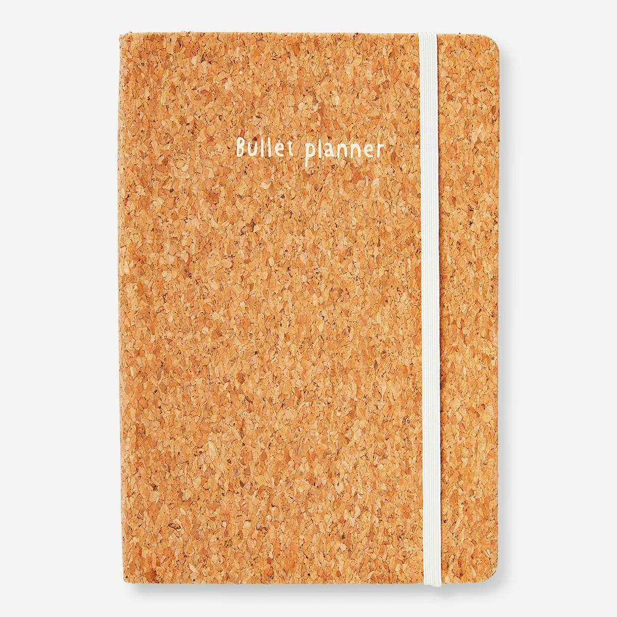 Beige cork cover bullet planner. a5