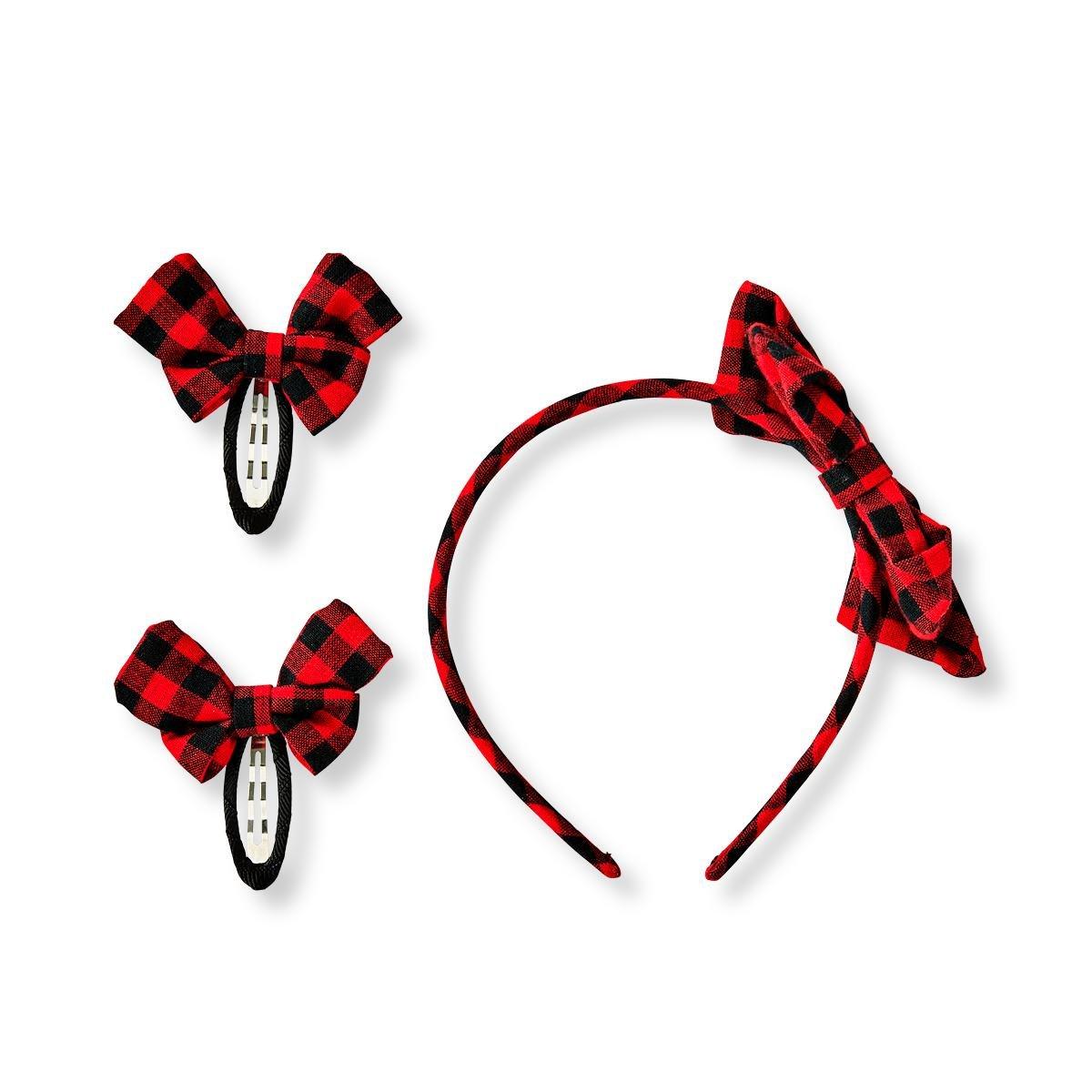 Red checks hair accessories