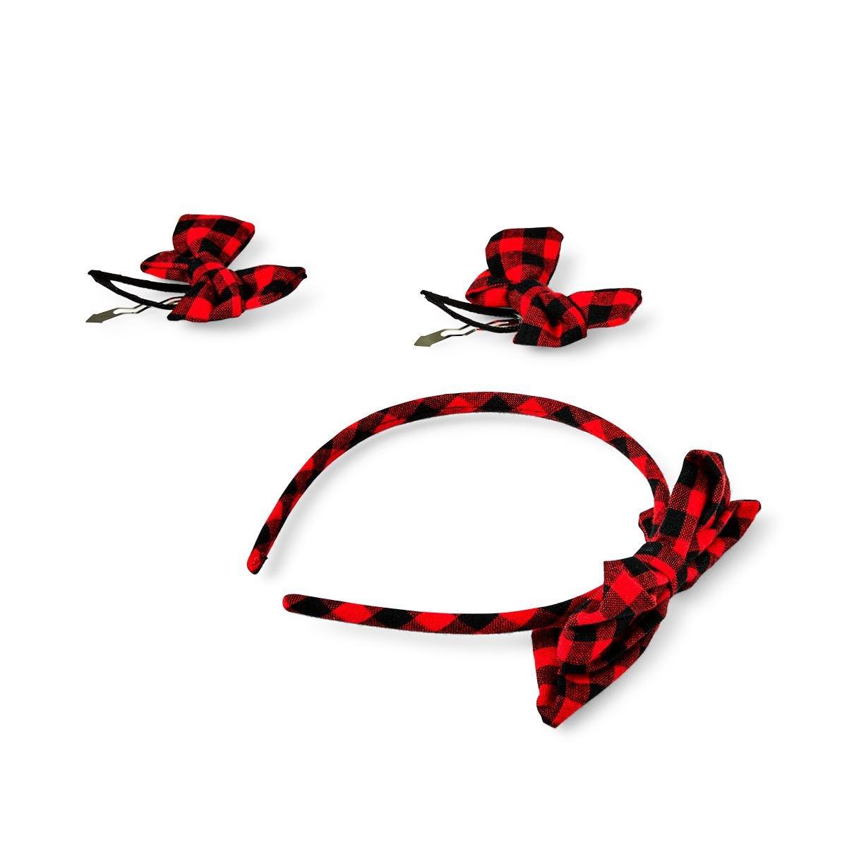 Red checks hair accessories