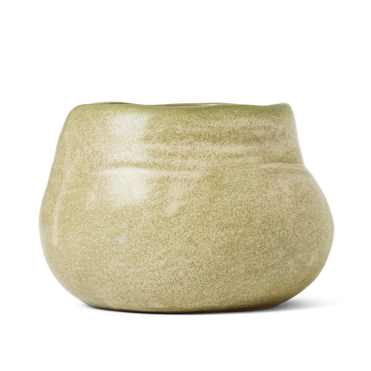 Olive green ceramic vase