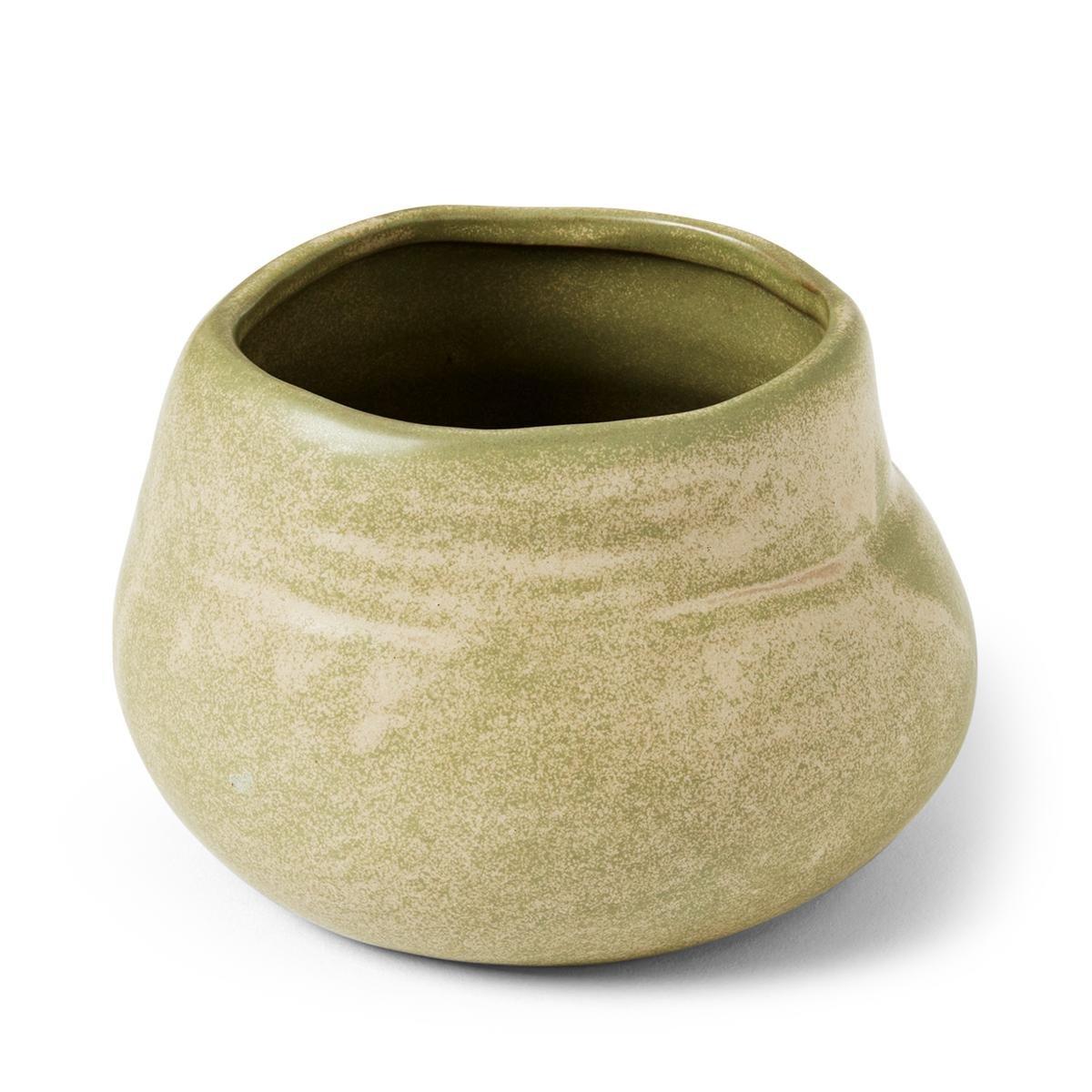 Olive green ceramic vase